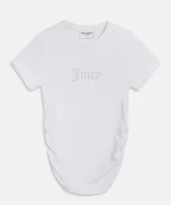 Juicy Couture White Jersey Diamante Ruched T-shirt