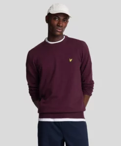 Lyle & Scott Cotton Merino Crew Neck Jumper Burgundy