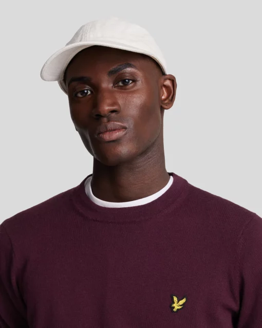 Lyle & Scott Cotton Merino Crew Neck Jumper Burgundy
