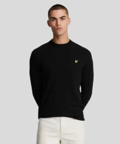 Lyle & Scott Lambswool Crew Neck Jumper Jet Black Marl