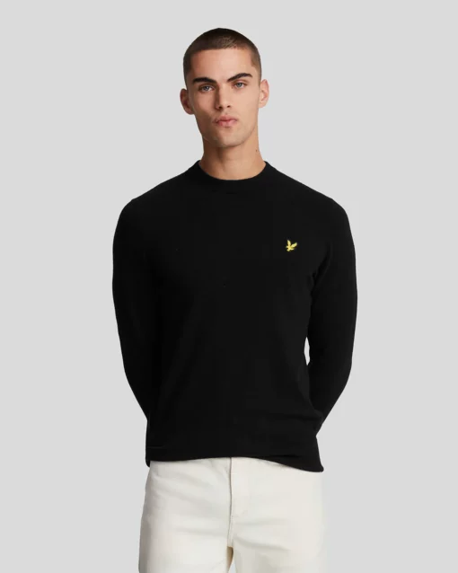 Lyle & Scott Lambswool Crew Neck Jumper Jet Black Marl