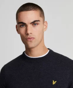 Lyle & Scott Lambswool Crew Neck Jumper Dark Navy Marl