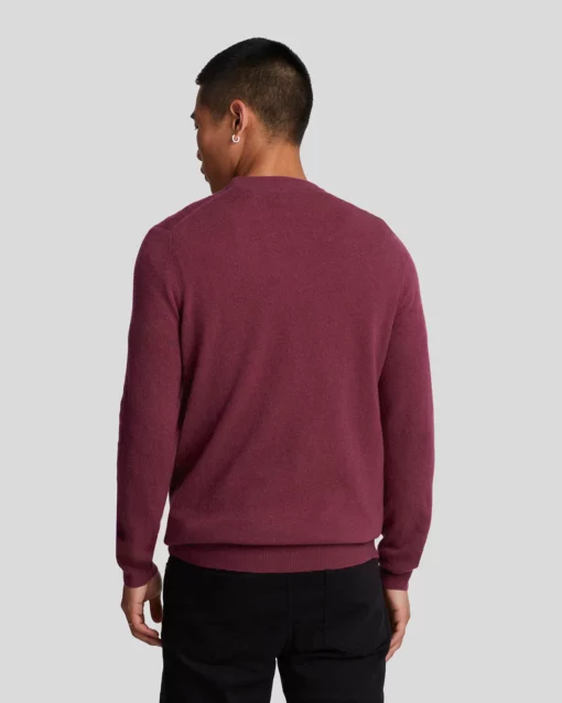 Lyle & Scott Lambswool Crew Neck Jumper Burgundy Marl
