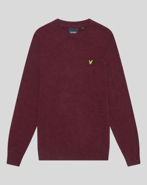 Lyle & Scott Lambswool Crew Neck Jumper Burgundy Marl