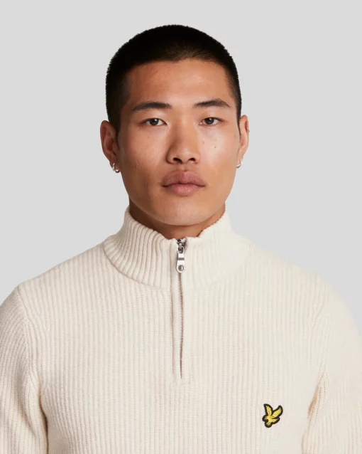 Lyle & Scott Shaker Stitch 1/4 Zip Jumper Cove