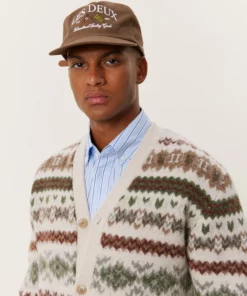 Les Deux Hordur Fair Isle Cardigan Light Desert Sand