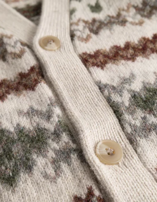 Les Deux Hordur Fair Isle Cardigan Light Desert Sand