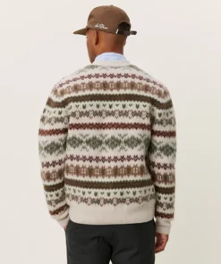 Les Deux Hordur Fair Isle Cardigan Light Desert Sand