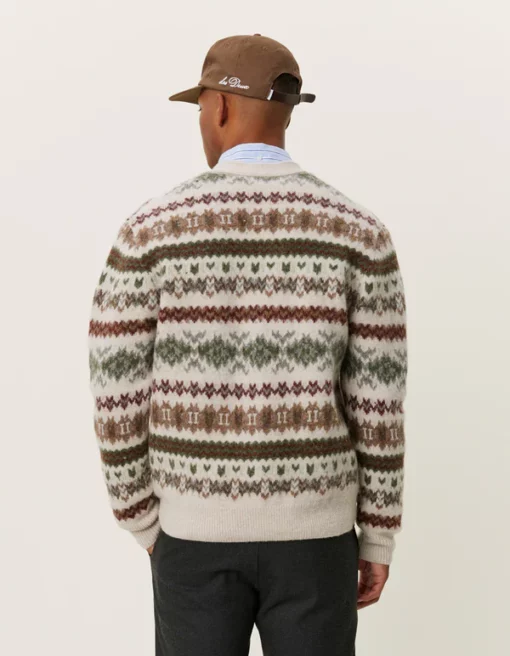 Les Deux Hordur Fair Isle Cardigan Light Desert Sand