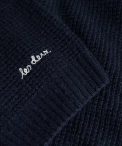 Les Deux Grady Waffle Mockneck Knit Dark Navy