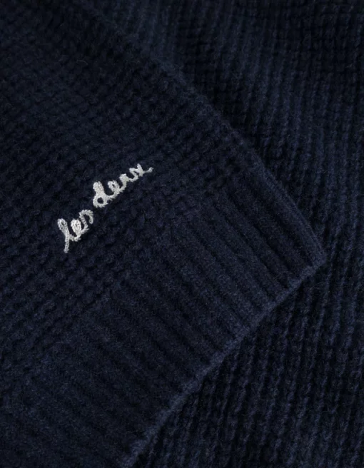 Les Deux Grady Waffle Mockneck Knit Dark Navy