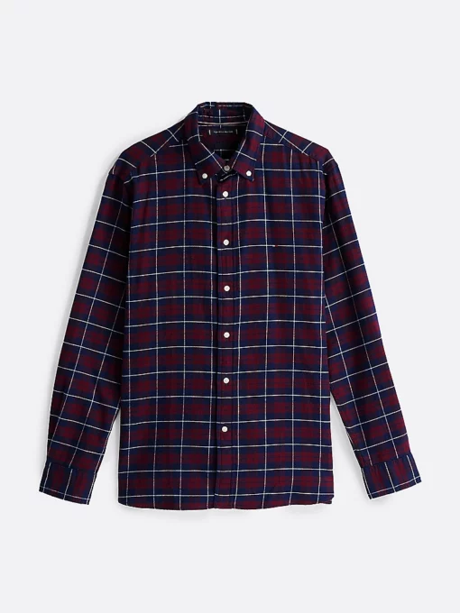 Tommy Hilfiger Brushed Check Regular Fit Shirt Deep Rouge Multi Check