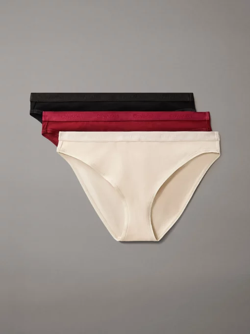 Calvin Klein 3 Pack Bikini Briefs - Modern Logo Black/Cocoon/Syrah