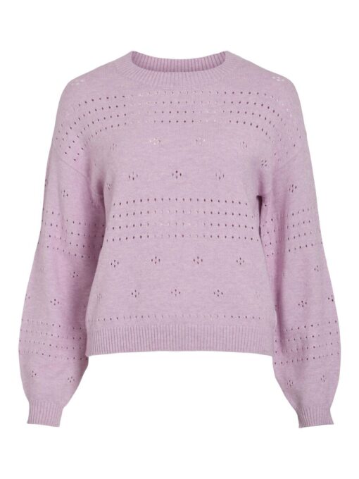 Vila Ril O-Neck Pointelle Knit Top Winsome Orchid