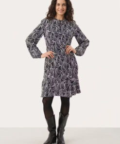 Part Two Phillipa Dress Dark Navy Dot Chain