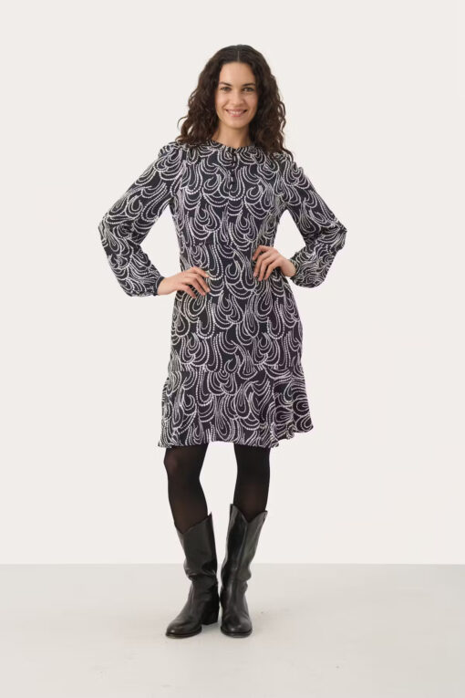 Part Two Phillipa Dress Dark Navy Dot Chain