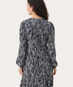Part Two Phillipa Dress Dark Navy Dot Chain