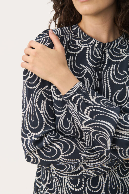 Part Two Phillipa Dress Dark Navy Dot Chain