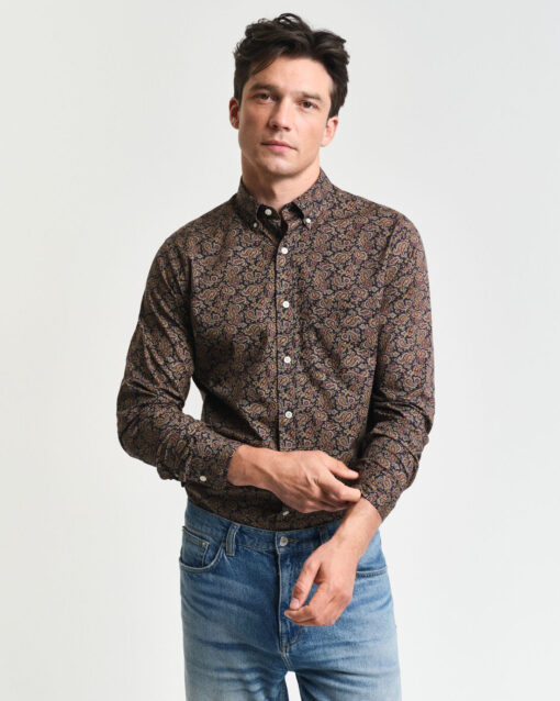 Gant Regular Fit Paisley Shirt Prussian Blue
