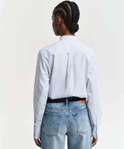 Gant Woman Reg Striped Frill Detail Shirt Clear Sky