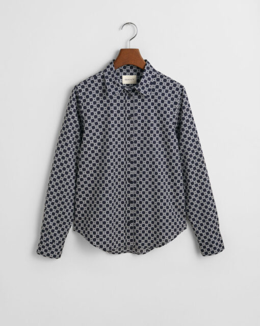 Gant Woman Reg Geometric Voile Shirt Evening Blue