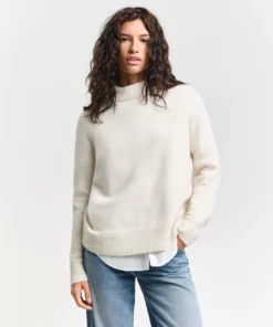 Gant Woman Wool Blend Stand Collar Cream