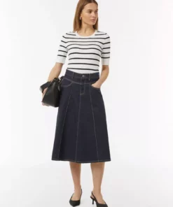 Comma, Striped Short Sleeve Pullover White