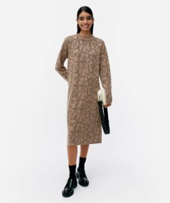 Marimekko Ennallaan Piirto Unikko Knit Dress Beige/Black