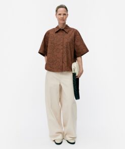 Marimekko Standardi Piirto Unikko Blouse Dark Brown