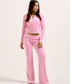Juicy Couture Classic Velour Robertson Zip Hoodie Pink Marl