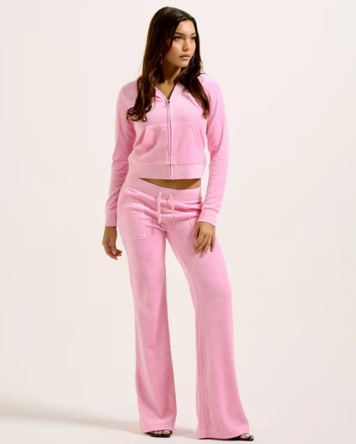 Juicy Couture Classic Velour Robertson Zip Hoodie Pink Marl