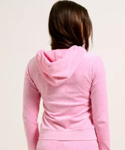 Juicy Couture Classic Velour Robertson Zip Hoodie Pink Marl