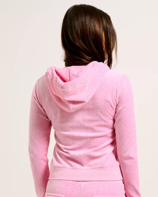 Juicy Couture Classic Velour Robertson Zip Hoodie Pink Marl