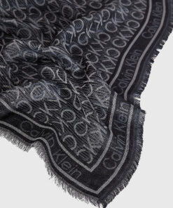 Calvin Klein Logo Jacquard Scarf Black