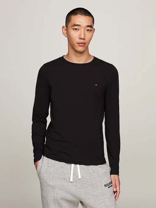 Tommy Hilfiger Long Sleeve Slim T-Shirt Black