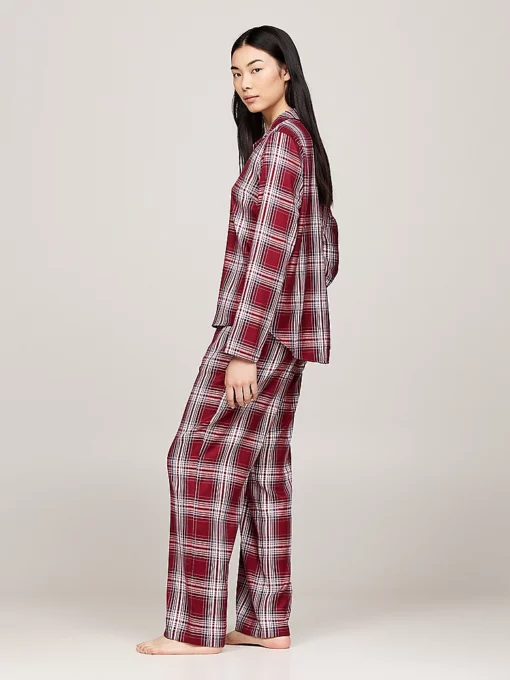 Tommy Hilfiger TH Original Flannel Pyjama Set Plaid Check Deep Rouge