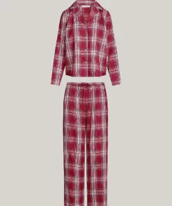 Tommy Hilfiger TH Original Flannel Pyjama Set Plaid Check Deep Rouge