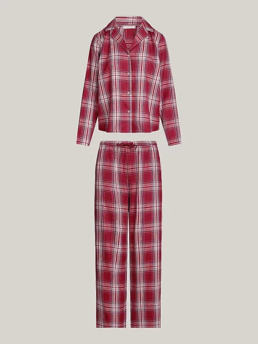 Tommy Hilfiger TH Original Flannel Pyjama Set Plaid Check Deep Rouge