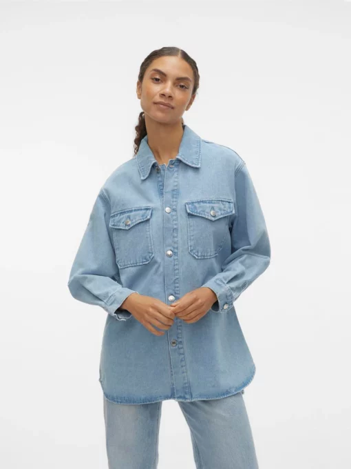 Vero Moda Naya Oversized Denim Shirt Light NBlue Denim