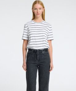 Selected Femme Essential Striped Boxy Tee Bright White