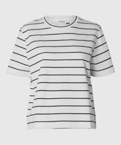 Selected Femme Essential Striped Boxy Tee Bright White