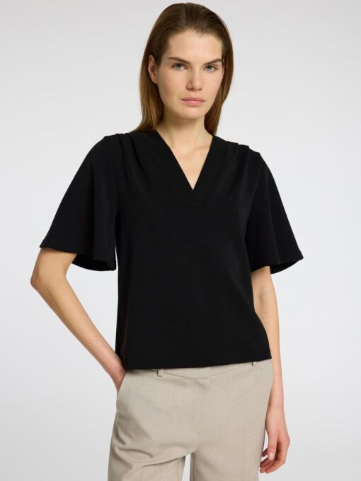 Selected Femme Tenny ss V-Neck Top Black