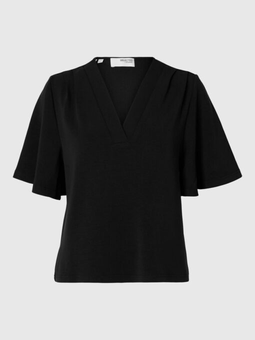 Selected Femme Tenny ss V-Neck Top Black