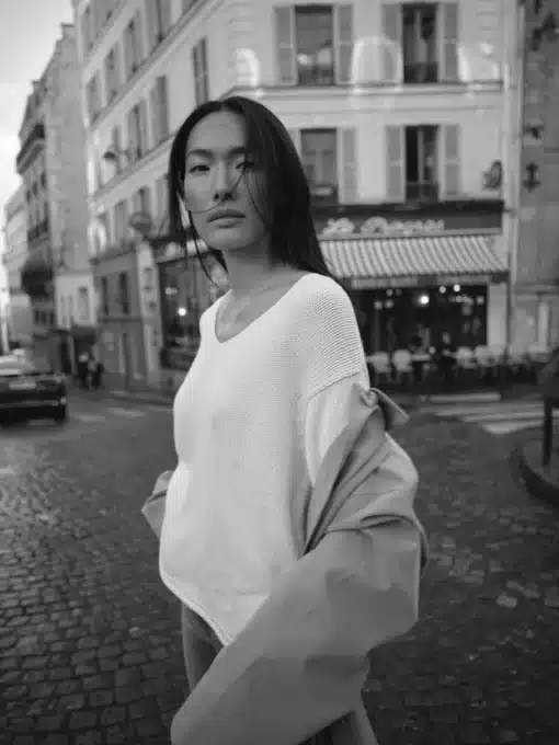 Mos Mosh Bine V-Neck Knit Ecru