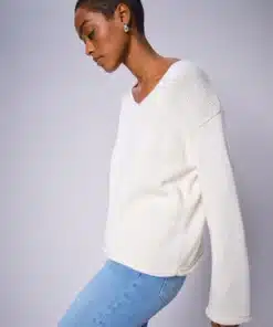 Mos Mosh Bine V-Neck Knit Ecru