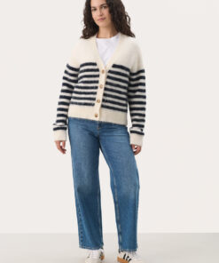 Part Two Pakize Cardigan Dark Navy Stripe
