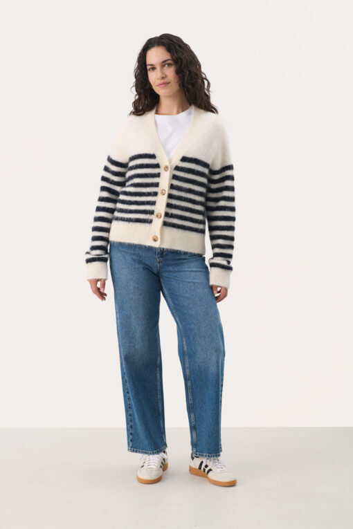 Part Two Pakize Cardigan Dark Navy Stripe