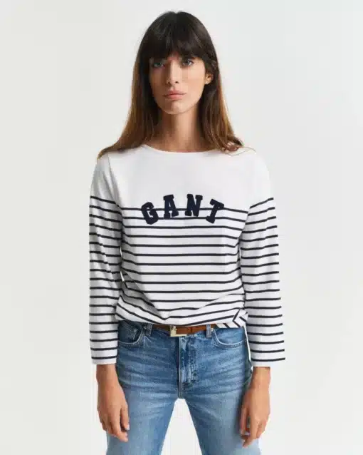 Gant Woman Breton Boat Neck T-shirt Evening Blue