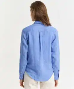 Gant Woman Reg Linen Shirt Perfect Blue