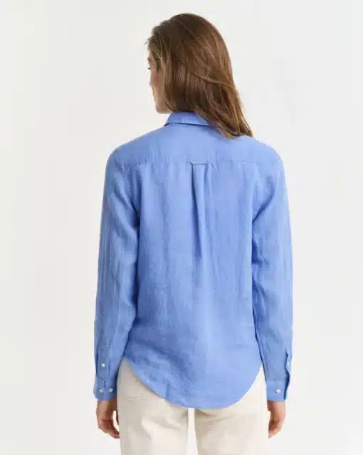 Gant Woman Reg Linen Shirt Perfect Blue